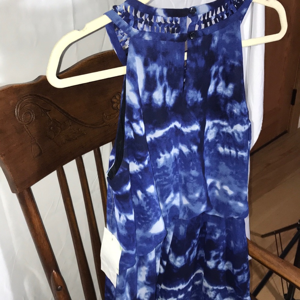 Classic Braid Anne Klein Shades of Blue Printed Dress, Fully Lined - Picture 6 of 6